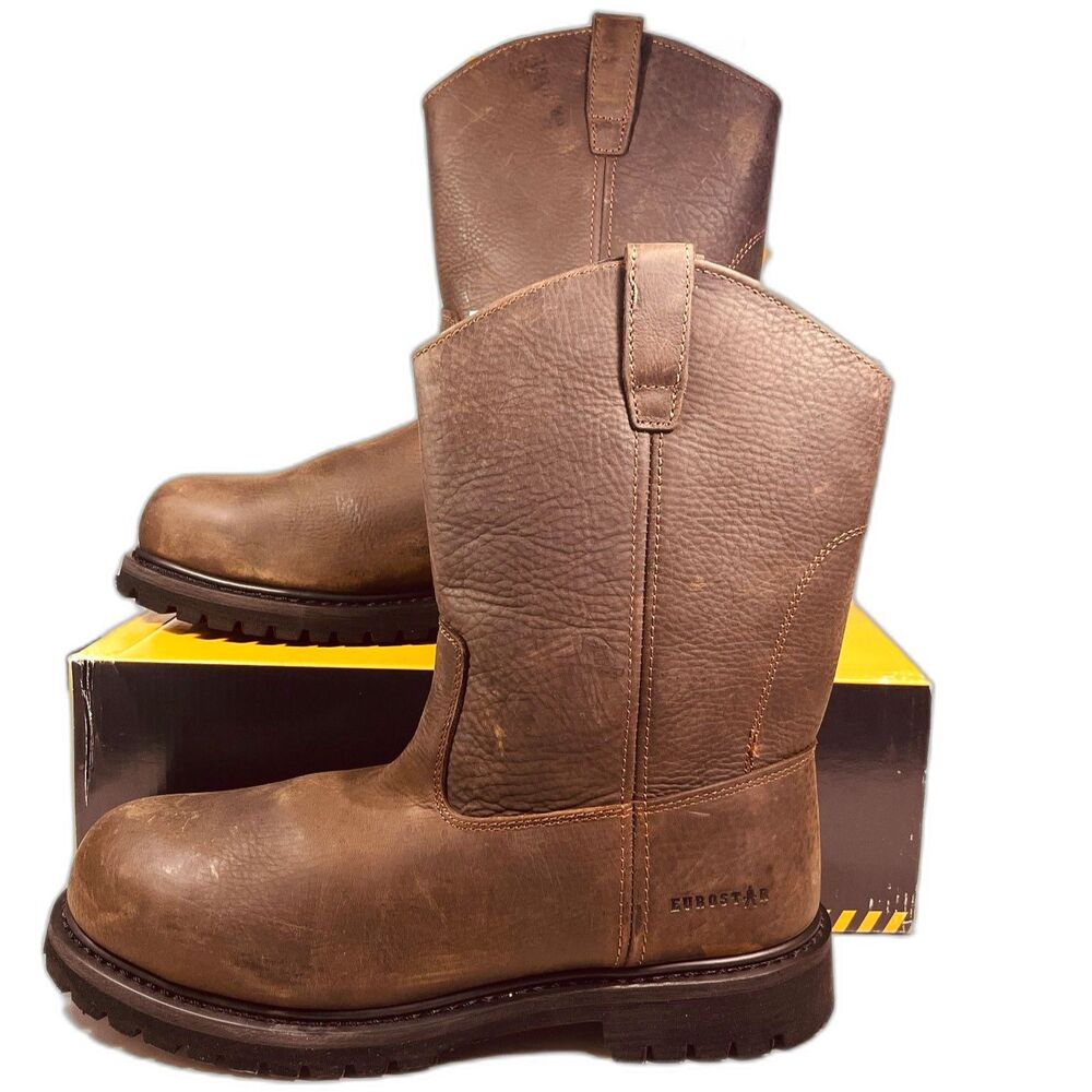 Eurostar Men's Tuffy Brown Leather Steel Toe Work Boots SZ 12 NEW
